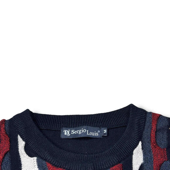 Vintage Sergio Louis Coogi Style Sweater 90s Textured Knit Crewneck Men’s Medium - Picture 2 of 10